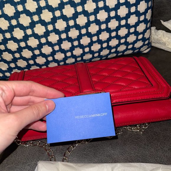 Red quilted leather lambskin purse - Picture 8 of 10